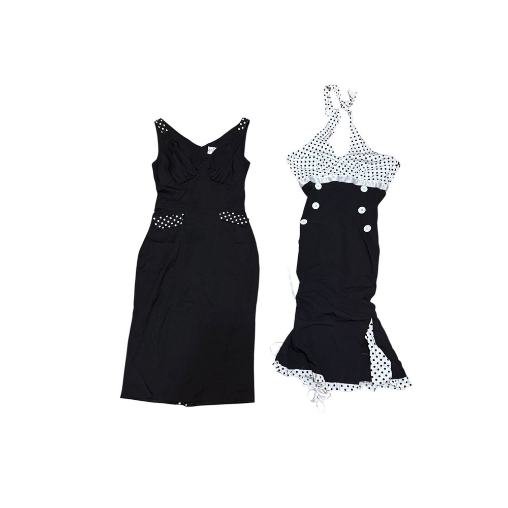 Lot Of 2 Miss Candyfloss Vintage Inspired Pinup Girl Dress Black S Retro